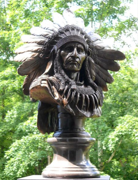 Original Native American Art Indian Chief Bronze Bust Sculpture Statue 