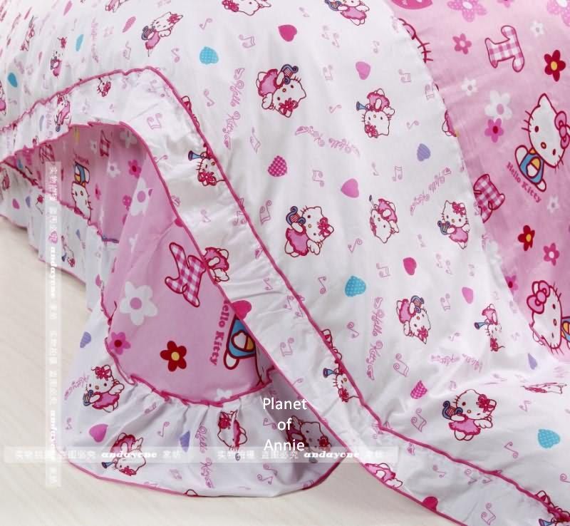 Hello Kitty bed quilt cover sheet set bedspread 4pcs size S  
