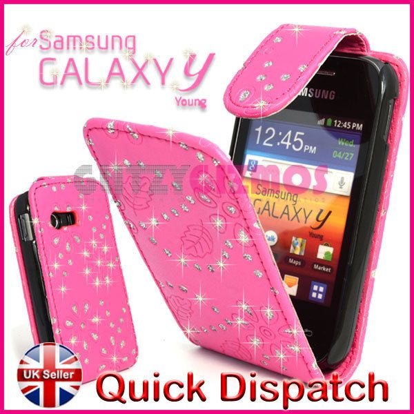 PINK LEATHER FLIP CASE COVER POUCH FOR SAMSUNG GALAXY Y S5360  