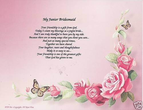 Junior Bridesmaid Wedding Poem Personalized Name Print  