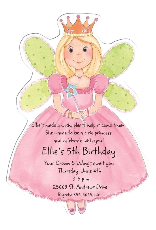   Die Cut fairy princess Party Invitations fairy invitations  