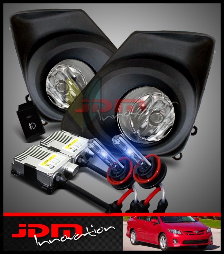 2011 2012 Corolla JDM Clear Fog Driving Lights Lamps/10000K Blue HID 