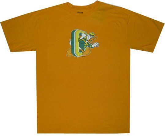Oregon Ducks Throwback Vintage Logo Shirt YELLOW Large  
