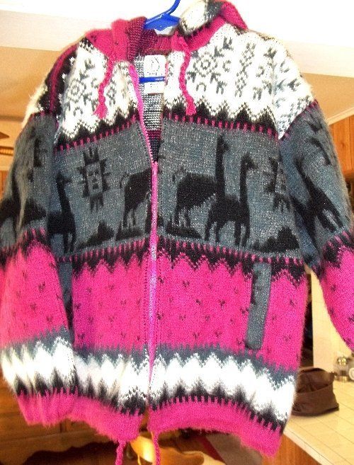 Navajo Style Pink Black Girls Wool Sweater sz. 4  