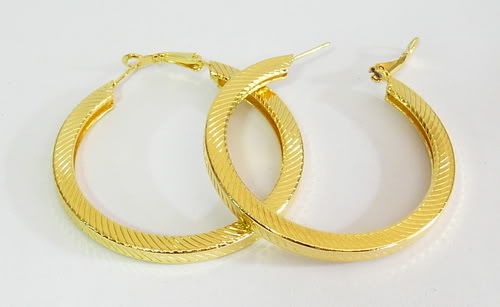 Beautiful 18k/24k Yellow Gold GP Filled 9 Womens Hoop Earrings 1.7 