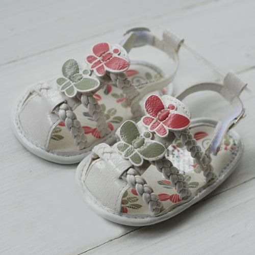 Baby Infant Girl White Butterfly Sandals Newborn Dress Crib Shoes US 