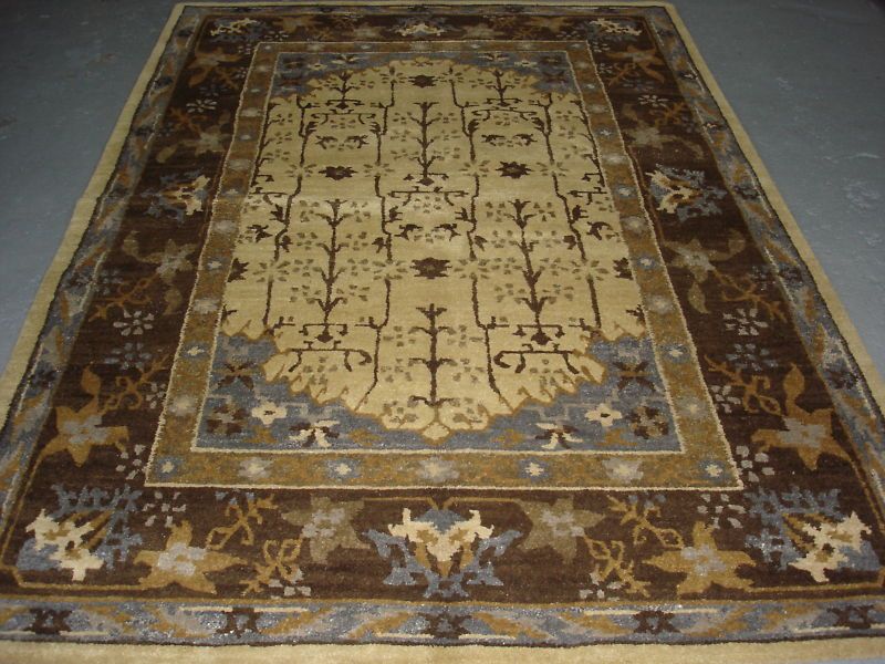 Tibetan Damask Cream Hand Woven Oriental Rug 6X9 Carpet  