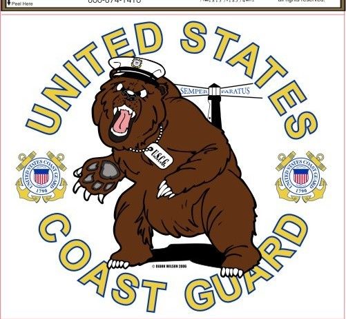 COAST GUARD USCG MASCOT BEAR WINDOW CAR DECAL STICKER  