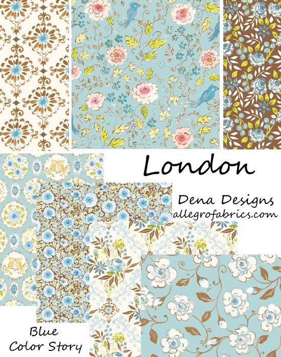 Dena Designs London Cotton Fabric Brighton Love Birds Roses Medallion 