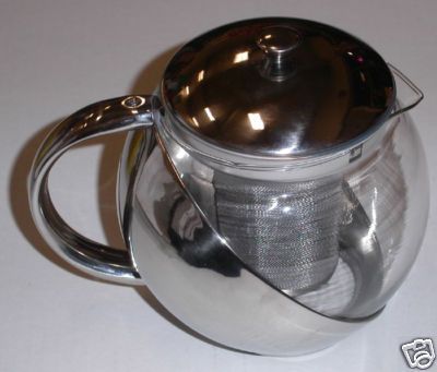 Stainless Steel Glass Teapot Tea pot w/ Strainer 2 CUP  